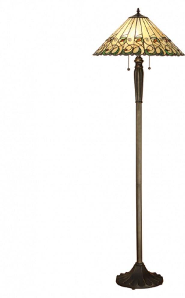 Interiors 1900 64192 Jamelia Tiffany 2 Light Floor Lamp In Dark Bronze With Shade