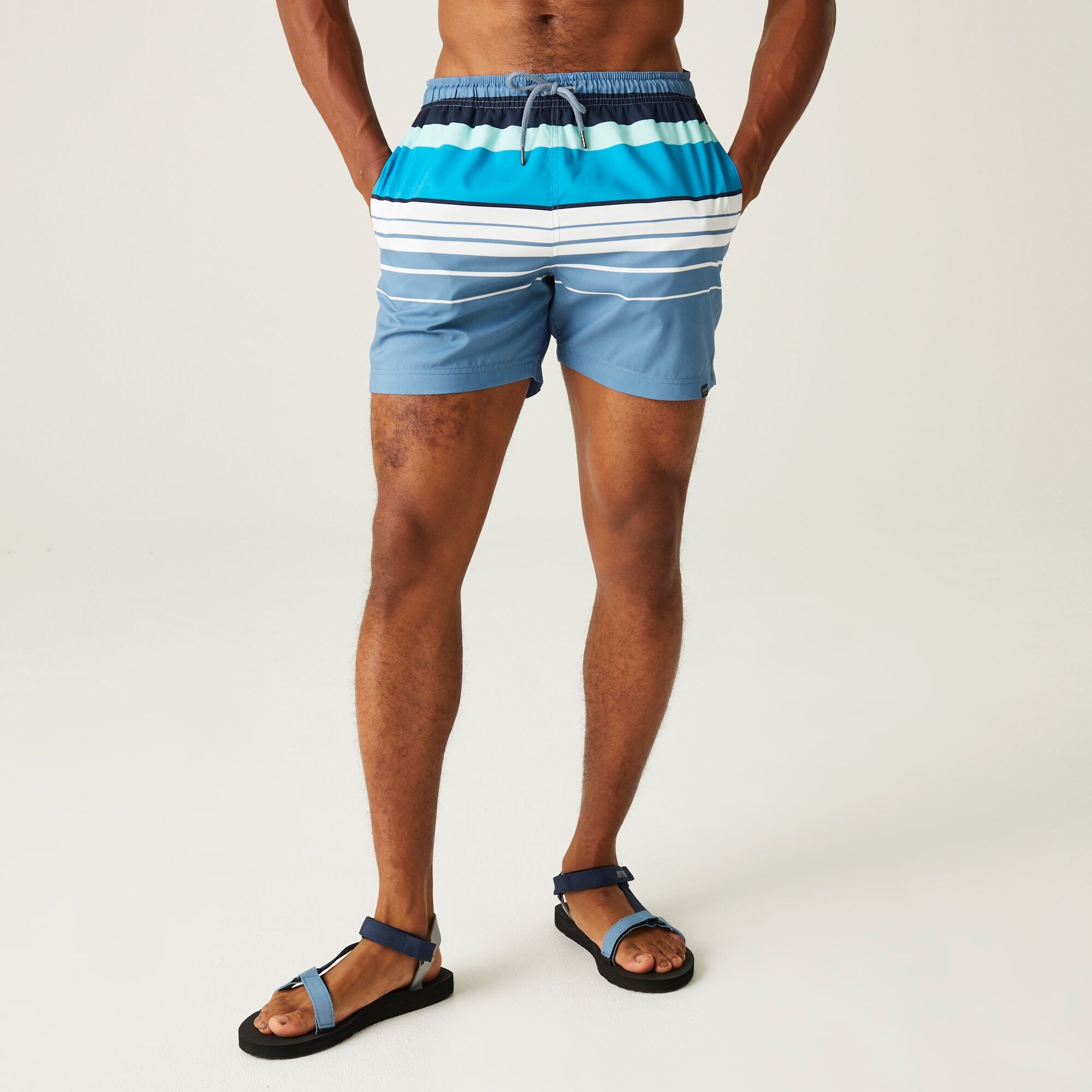 Regatta Men's Quick-Drying Loras Swim Shorts Coronet Blue Stripe