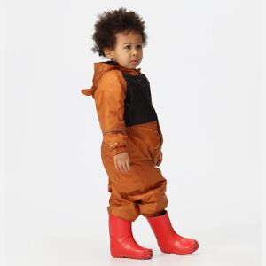 Water Repellent Kids Brown and Black Colour Block Mudplay Iii Waterproof Puddle Suit, Size: 12-18 Months - Regatta