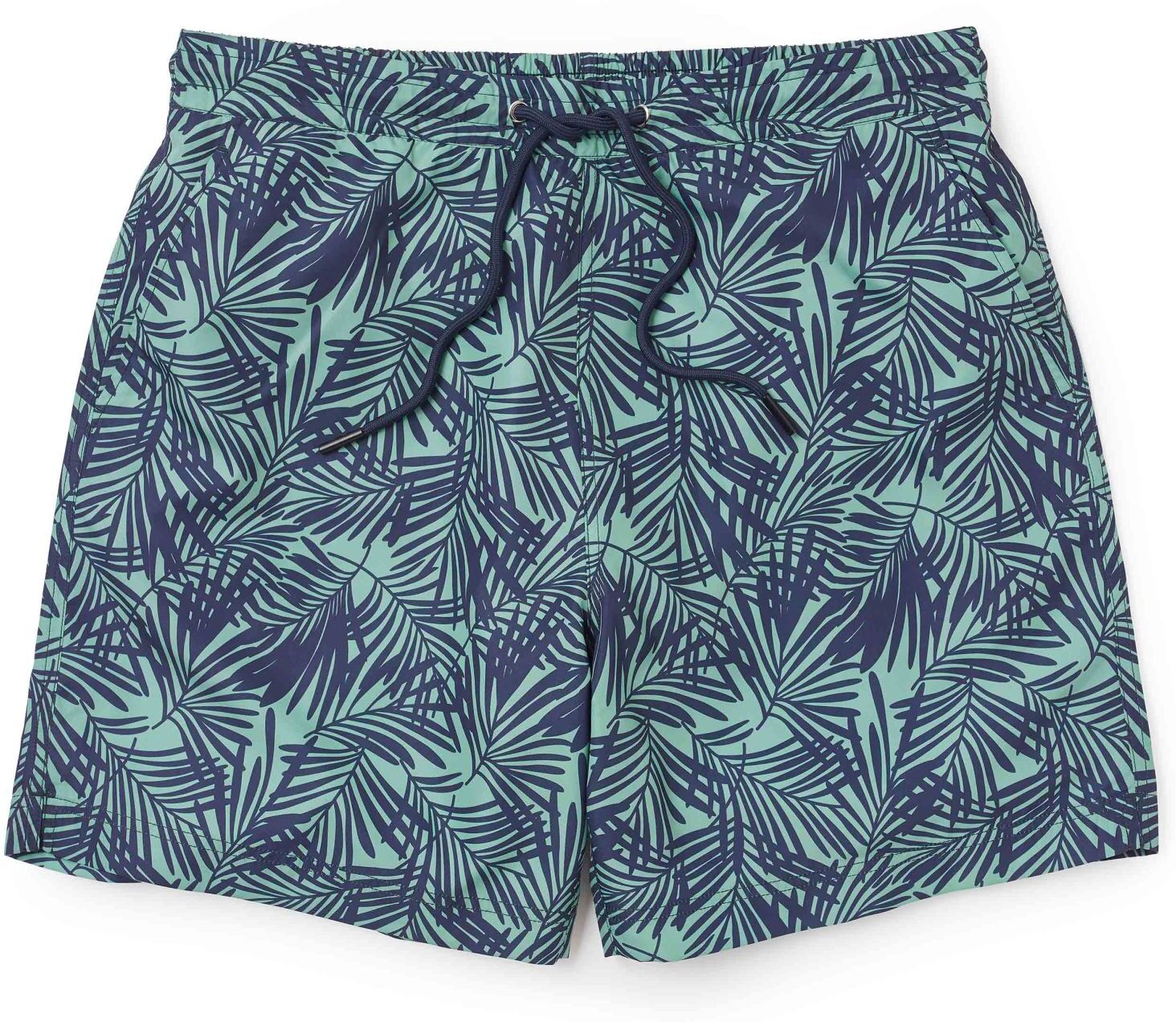 Savile Row Company Green Navy Palm-Print Recycled Swim Shorts S - Men