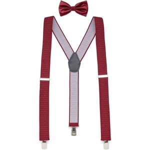 Savile Row Company Burgundy Spotted Braces & Bow Tie Set - Men