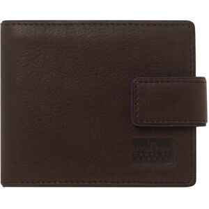 Savile Row Company Chocolate Leather Classic Tab Coin Wallet - Men