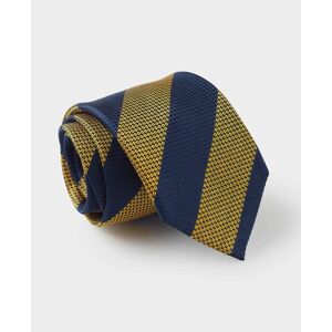 Savile Row Company Yellow Navy Stripe Silk Tie - Men