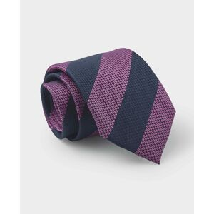 Savile Row Company Navy Pink Stripe Textured Silk Tie - Men