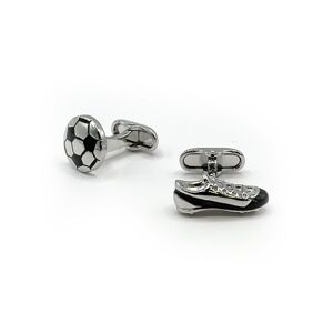 Savile Row Company Silver Tone Rhodium Plated Football Cufflinks - Men