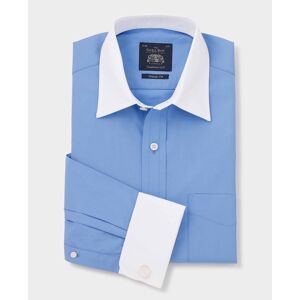 Savile Row Company French Blue Classic Fit Shirt With White Collar & Cuffs 20