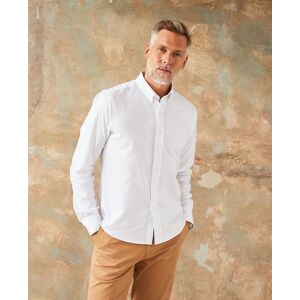 Savile Row Company White Cotton Oxford Slim Fit Casual Shirt In Shorter Length XL Standard - Men