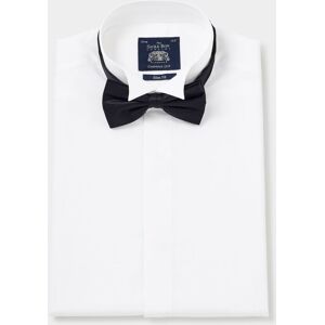 Savile Row Company White Wing Collar Slim Fit Dress Shirt - Double Cuff 17