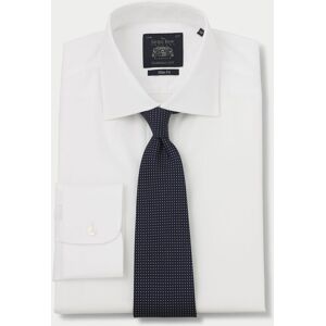 Savile Row Company White Pinpoint Slim Fit Non-Iron Shirt - Single Cuff 15