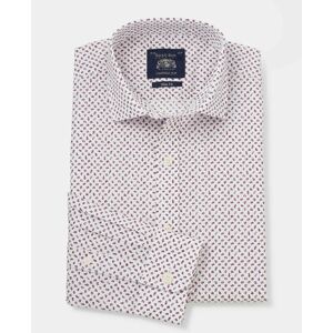 Savile Row Company Grey Red Slim Fit Floral Shirt - Single Cuff 16