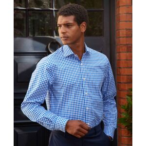 Savile Row Company Blue Classic Fit Gingham Formal Shirt - Single Cuff 15 1/2