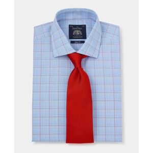 Savile Row Company Blue Red Prince Of Wales Check Slim Fit Shirt - Double Cuff 16 1/2
