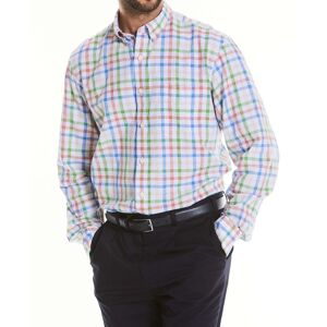 Savile Row Company Multi Check Linen-Blend Shirt S Standard - Men