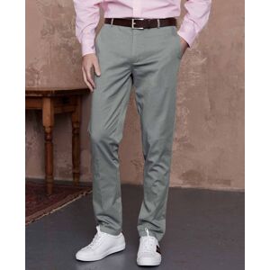 Savile Row Company Grey Stretch Cotton Classic Fit Flat Front Chinos 32