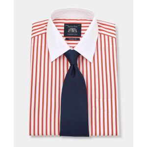 Savile Row Company Red Stripe Classic Fit Contrast Collar Shirt With White Collar & Cuffs 20