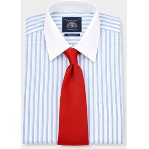 Savile Row Company Sky Blue Stripe Classic Fit Contrast Collar Shirt With White Collar & Cuffs 20