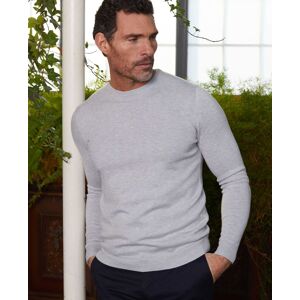 Savile Row Company Light Grey Cotton-Blend Crew Neck Jumper S - Men