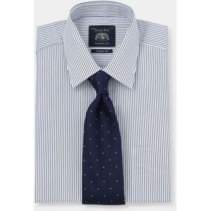 Savile Row Company Navy Fine Stripe Classic Fit Formal Shirt - Double Cuff 16 1/2