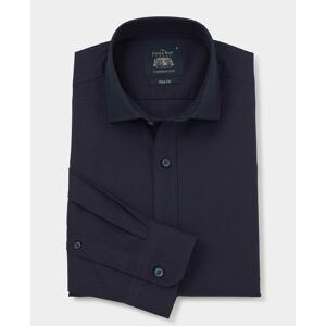 Savile Row Company Navy Twill Slim Fit Shirt - Single Cuff S Standard - Men