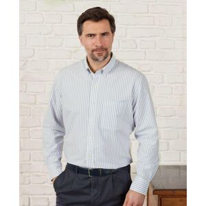 Savile Row Company White Blue Stripe Classic Fit Oxford Shirt XXXL Lengthen by 2