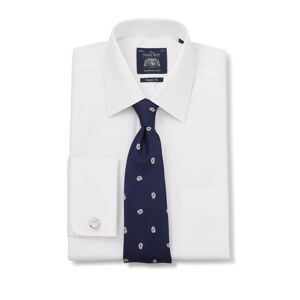 Savile Row Company White Poplin Classic Fit Shirt 18" Lengthened Single - Men