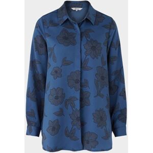 Savile Row Company Women's Blue Printed Boyfriend Fit Shirt 10 - Women