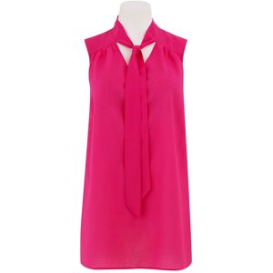 Savile Row Company Women's Cerise Pink Sleeveless Tie-Neck Shirt 12 - Women