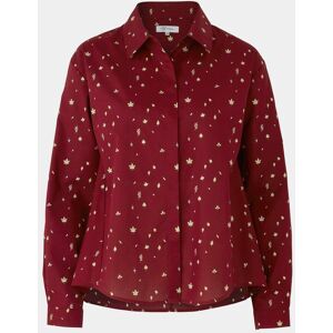 Savile Row Company Women's Deep Red Leaf Print A-Line Shirt 12 - Women