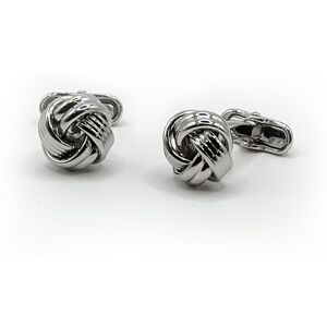 Savile Row Company Silver Tone Rhodium Plated Knot Cufflinks - Men