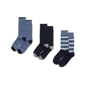Savile Row Company Navy Combed Cotton-Blend Three Pack Assorted Socks 39/42 - Men