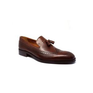 Savile Row Company Chocolate Brown Leather Tasselled Loafers 8 - Men
