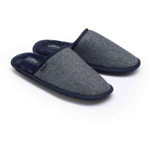 Savile Row Company Navy Herringbone Microsuede Mule Slippers 11/12 - Men