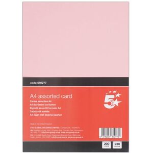 5 Star A4 Assorted Card 230 Micron Pack of 200 FS680277 5 Star A4 Assorted Card 230 Micron Pack of 200 FS680277
