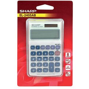 Sharp Silver 8-Digit Hand Held Pocket Calculator EL240SAB