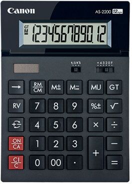 Canon AS-2200 12 Digit Desktop Calculator Black 4584B001