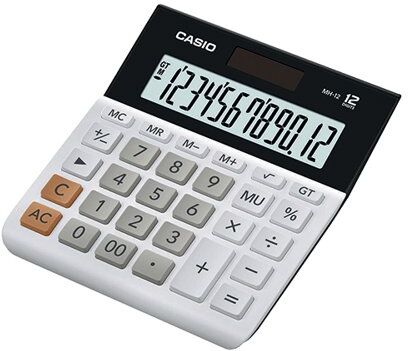 Casio 12-Digit Landscape Basic Function Calculator White MH-12-WE-SK-UP