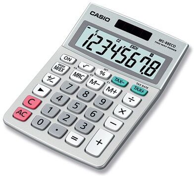 Casio MS-88ECO 8 Digit Desk Calculator Grey MS-88ECO-W