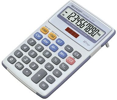 Sharp White and Grey 10-Digit Semi-Desktop Calculator EL334FB