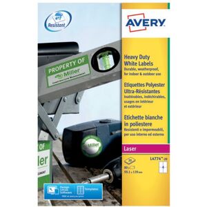 Avery Laser Label Heavy Duty 4 Per Sheet White (Pack of 80) L4774-20