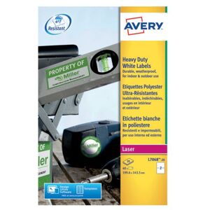 Avery Laser Label Heavy Duty 2 Per Sheet White (Pack of 40) L7068-20