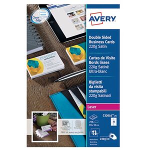 Avery Laser Business Cards Dbl-Sided Satin Wht (Pack of 250) C32016-25