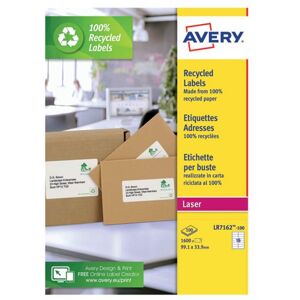 Avery Laser Labels Recycled 16 Per Sheet Wht (Pack of 1600) LR7162-100