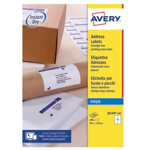 Avery Inkj Labels 139x99.1mm 4 Per Sheet White (Pack of 400) J8169-100