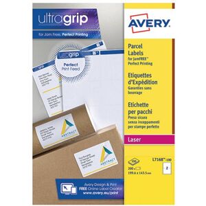 Avery Ultragrip Laser Labels 199.6x143.5mm Wht (Pack of 200) L7168-100