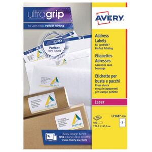 Avery Ultragrip Laser Labels 199.6x143.5mm Wht (Pack of 500) L7168-250