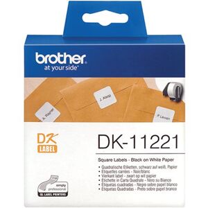 P-Touch Brother Label Roll 23 x 23mm Black on White DK11221