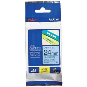 Brother P-Touch TZe Laminated Tape Cassette 24mm x 8m Black on Blue Tape TZE551