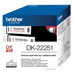 P-Touch Brother Continuous Paper Labelling Roll 62mm x 15.24m Black and Red on White DK-22251