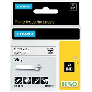 Dymo Rhino Dymo 18443 Rhino Label Printer Tape 9mmx5.5m Black on White S0718580