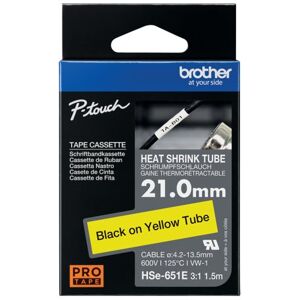 Brother HSe Heat Shrink Tube Tape Cassette 21.0mm x 1.5m Black on Yellow HSe651E Brother HSe Heat Shrink Tube Tape Cassette 21.0mm x 1.5m Black on Yellow HSe651E